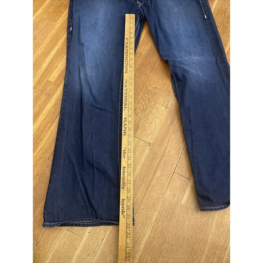 True Religion Boot Cut Blue Denim Jeans Men's Size 42x32 Wide Leg Flap Pockets - Picture 13 of 16
